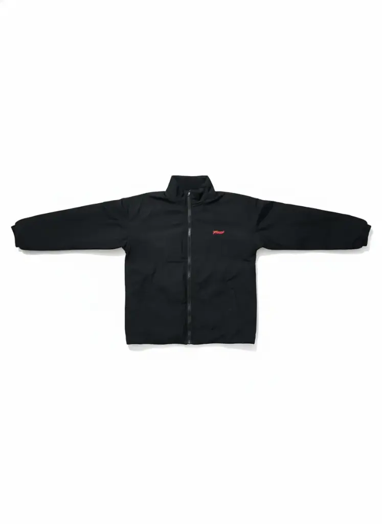 Power Pop: Black Track Jacket with Red Embroidered Logo