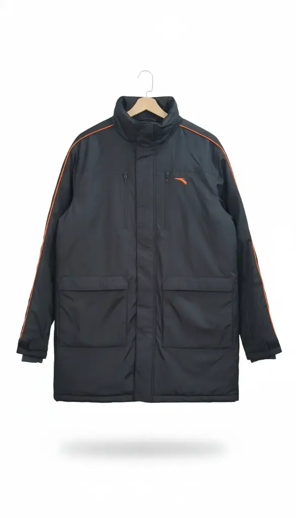 High-Visibility Parka: Black and Orange Technical Winter Jacket 🍊