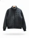 Geometric Precision: Black Diamond Quilted Bomber Jacket