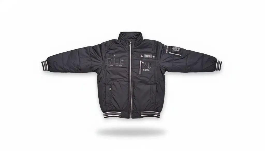 Mission Control: Black Technical Graphic Puffer Jacket
