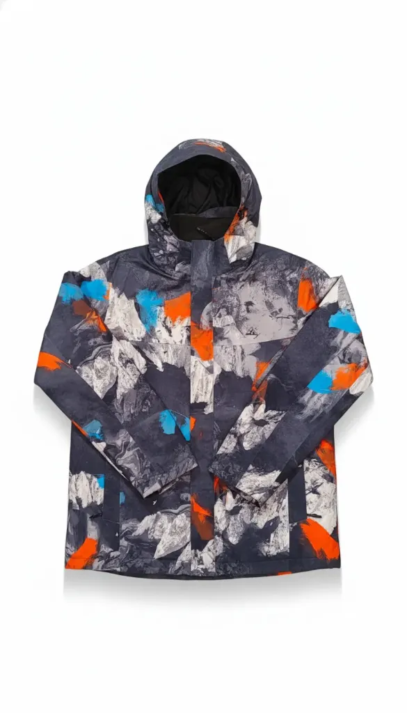 Urban Canvas: Paint Splatter & Stone Print Hooded Jacket