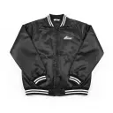 Steal the Spotlight: Vintage Black Satin Bomber Jacket