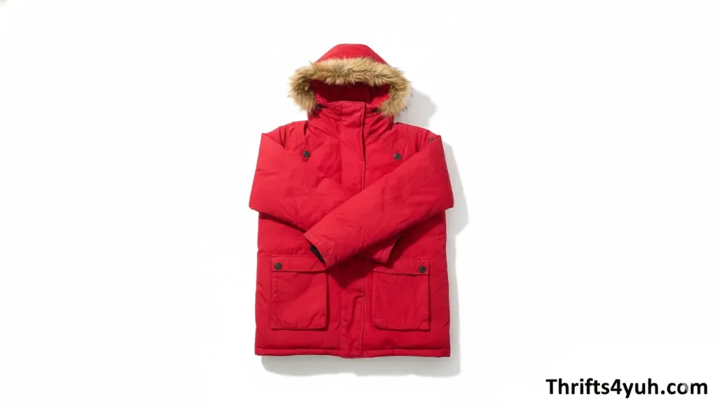 ❄️ Crimson Comfort: Red Expedition Parka with Faux Fur Hood ❄️