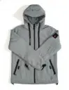 Technical Thrill: Reflective Grey Hooded Windbreaker